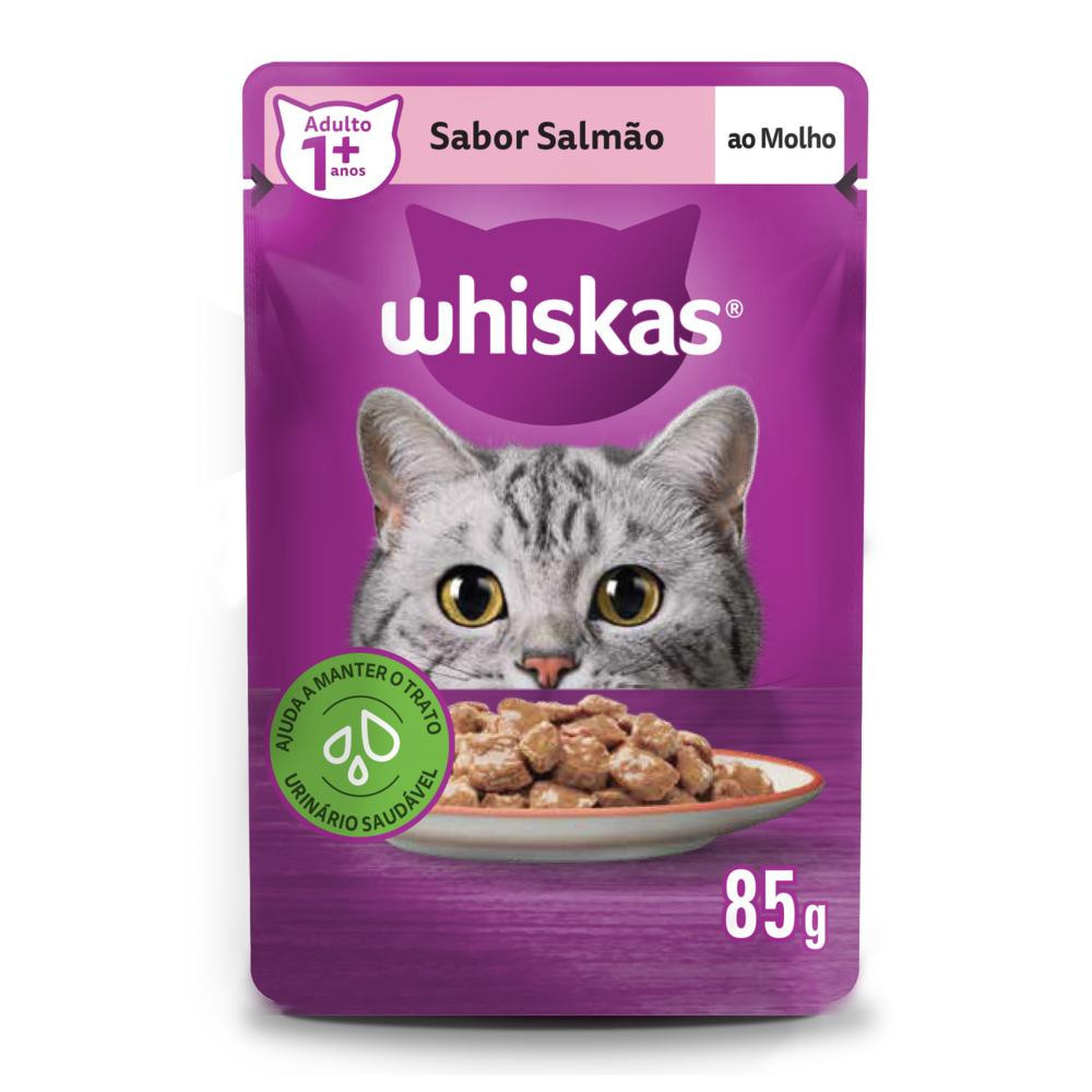 Ração Úmida Whiskas Sachê Salmão ao Molho para Gatos Adultos