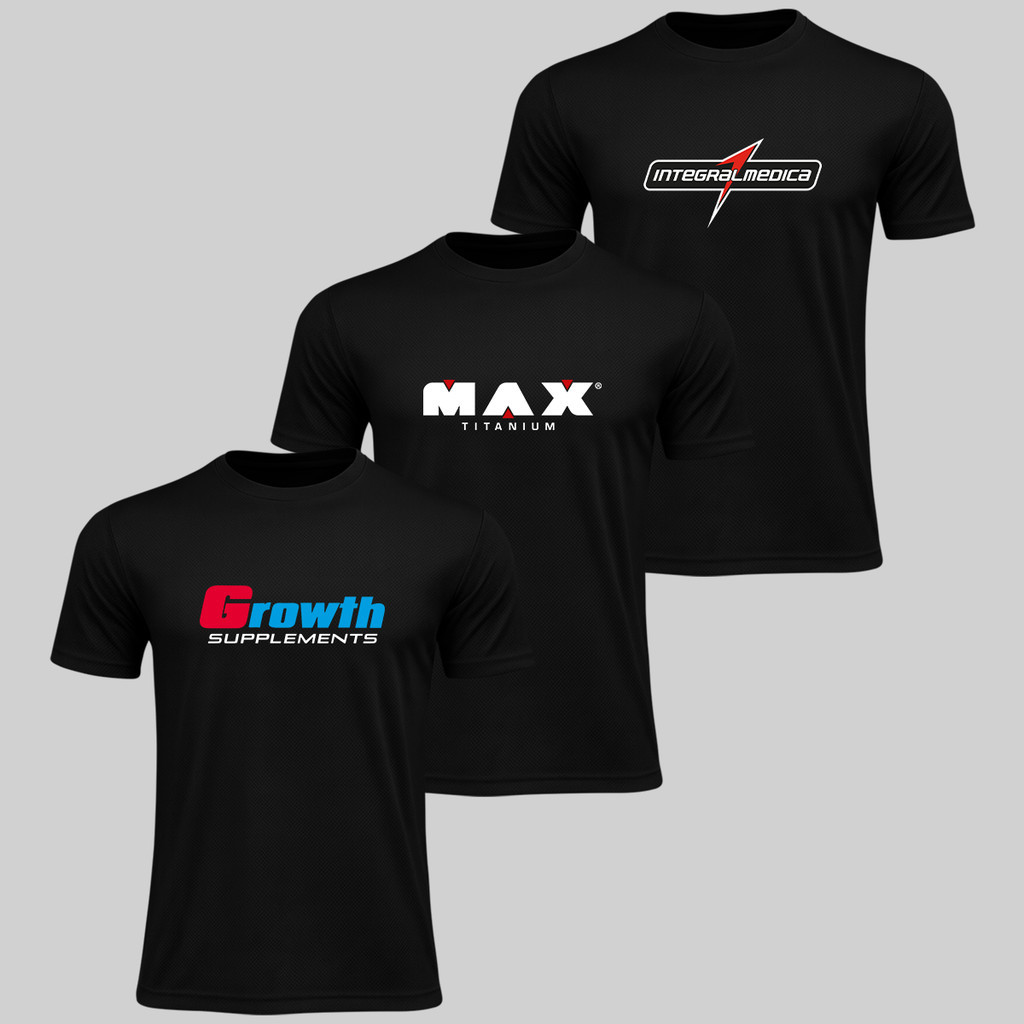 Kit 3 Camiseta  Masculina Preta Mix Academia Caminhada Fitness Casual Confortável Treino SPD