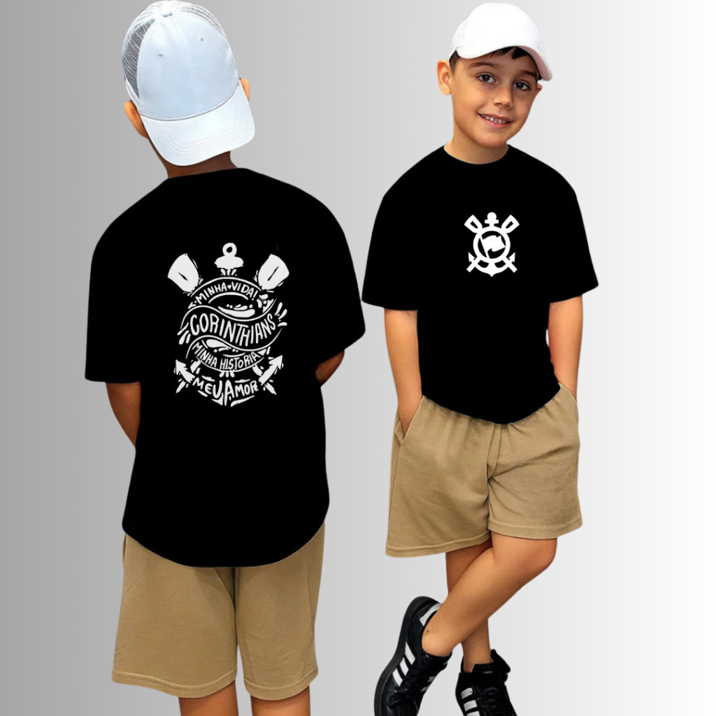 Camiseta Infantil Futebol Time Torcedor Mirim 100% Algodão Menino Camisa Esportiva Estampa Clube Unissex