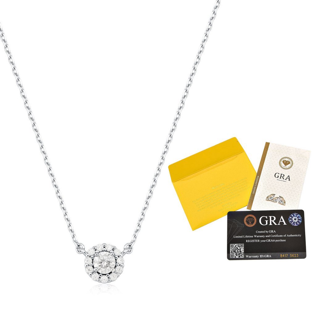 Colar Moissanite de Prata 925 Ponto de Luz Cravejado