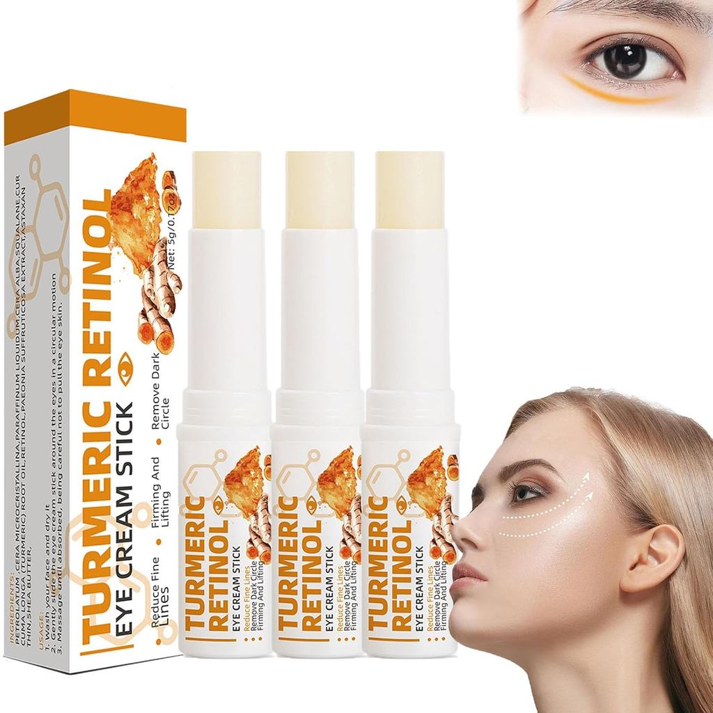 Bolsas nos Olhos, Creme em Bastão para Olhos com Cúrcuma e Retinol, Cúrcuma e Retinol para Olhos, Creme Antienvelhecimen