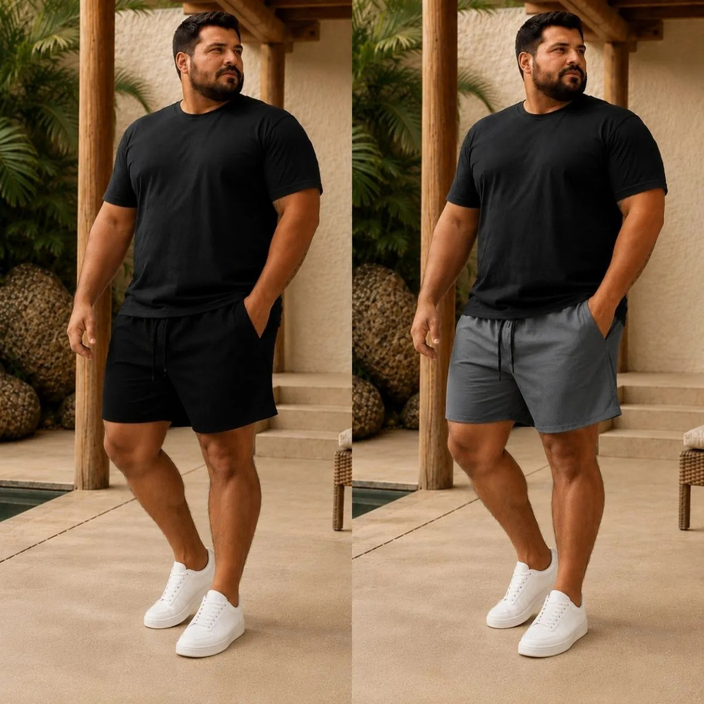 Kit 2 Shorts Plus Size Masculina Elastano Esportivo Sortidos - Envio Imediato