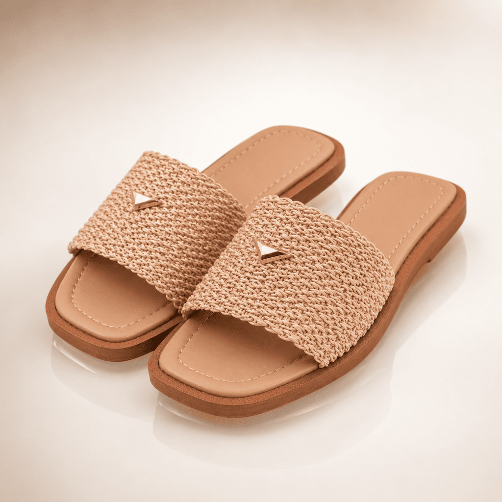 Sandália Feminina Chinelo Papete Rasteirinha Casual Bico Quadrado Moderna Confortável Moda Feminina