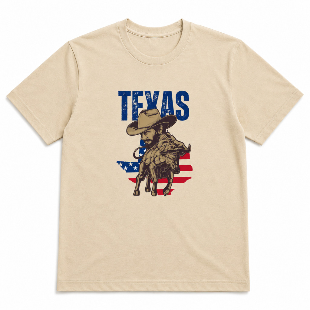 Camiseta Texas Masculina Country Cowboy Western Estampada 100% Algodão Unissex Rodeio Premium Fio 30.1 Unissex Masculina