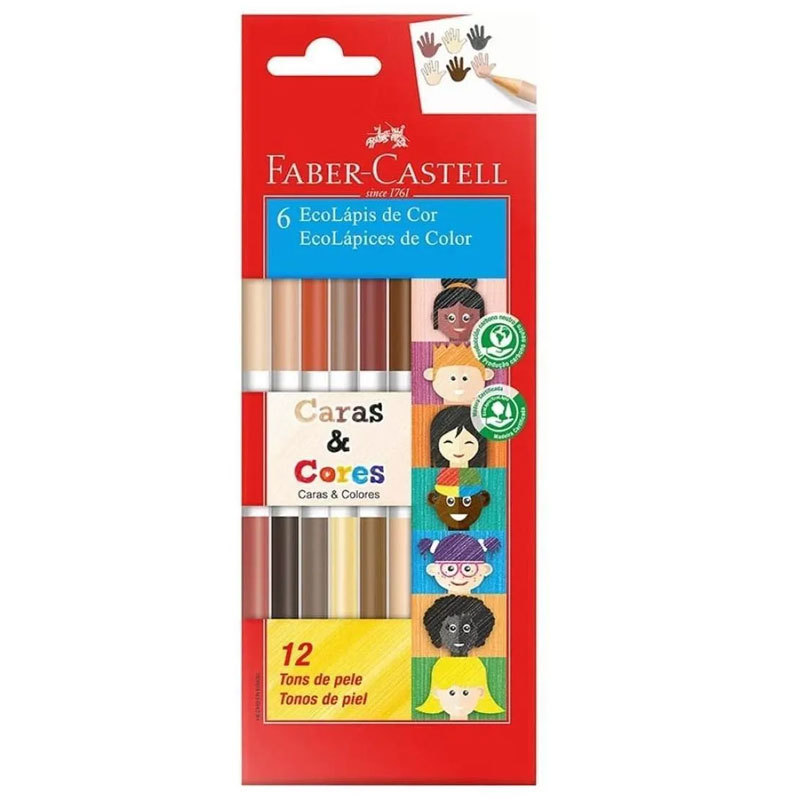 Lápis de Cor 12 cores bicolor Caras & Cores 120606CC\112626 Faber-Castell