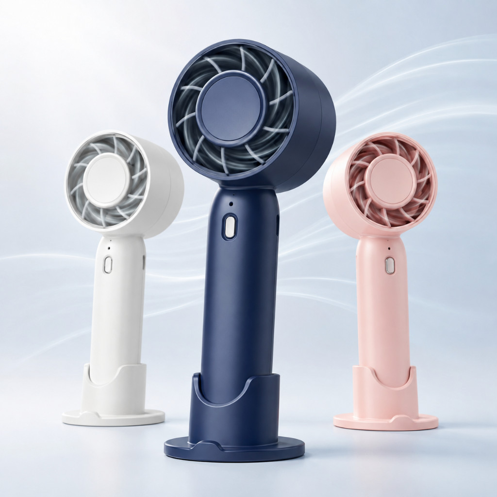 Mini Ventilador Portátil de Mão com Base Compacto Leve para Casa Escritório e Viagens