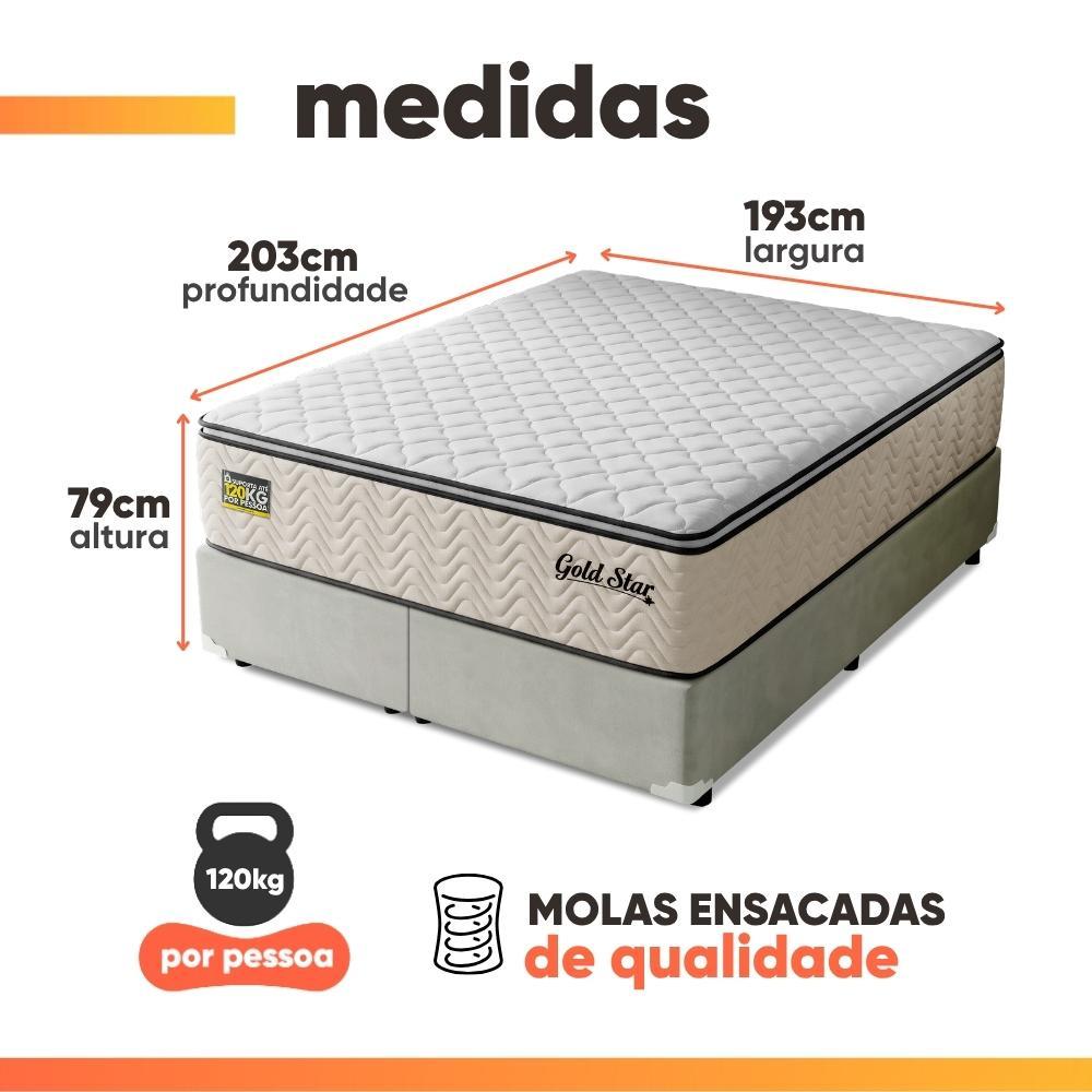 Cama Box Colchão King Molas Ensacadas 193x203x76cm Gold Star Hellen - Suporta até 120 kg por pessoa — imagem 2 de 2