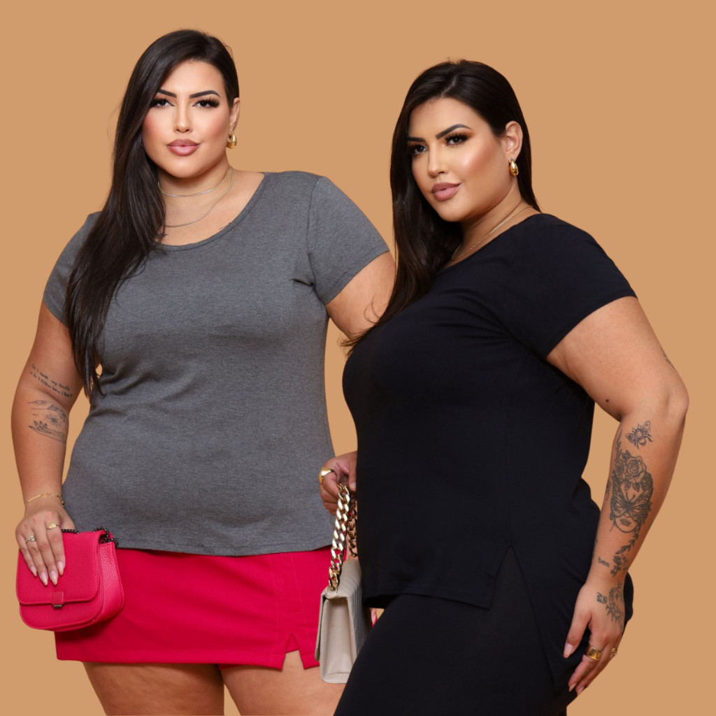 Kit 2 Blusas Mullet Plus Size Fitness tamanhos grandes tapa bumbum Academia fitness 44 ao 52 · foto 2