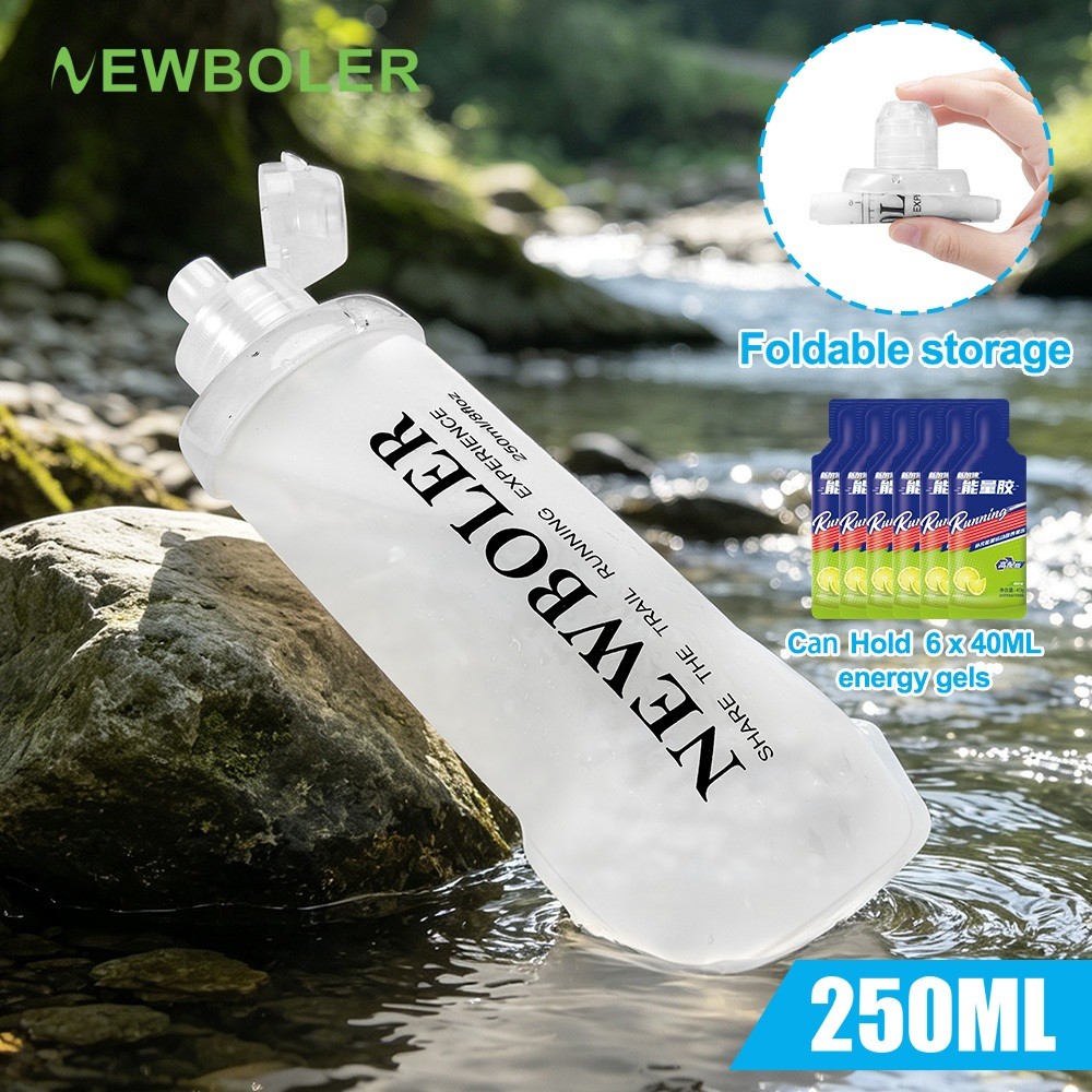 Newboler 250ML TPU Dobrável Garrafa De Água Macia Para Correr Hidratação De Acampamento Sem BPA