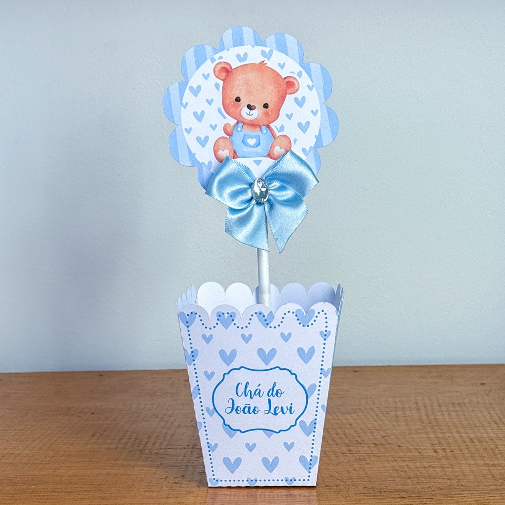 Cachepô  Centro de Mesa Ursinho Chá de Bebê Lembrancinhas para Festa Lembrancinhas personalizadas Festa Infantil