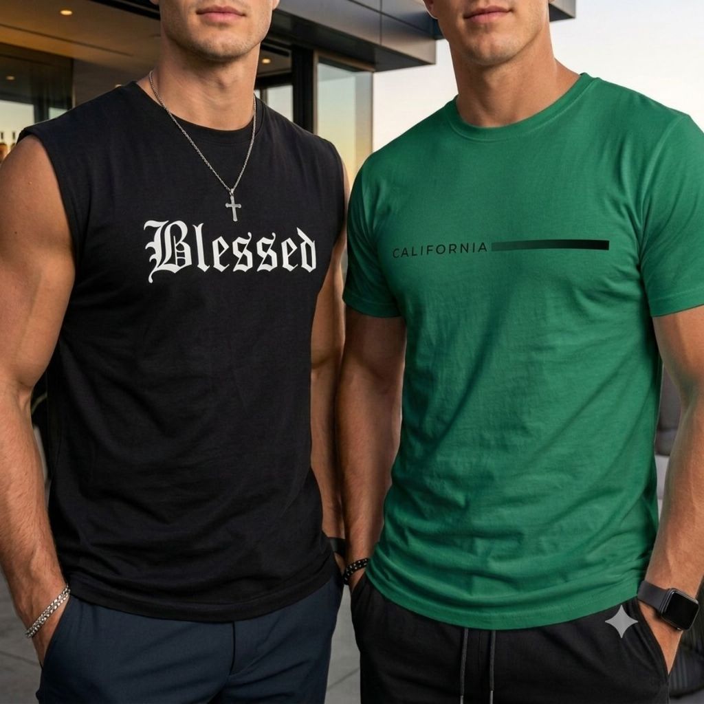 Kit Camiseta Masculina Regata Casual Premium Academia Fitness Streetwear 100% Algodão Confortável