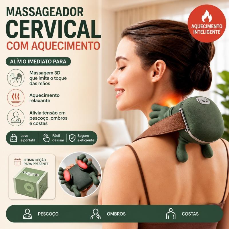 Massageador Elétrico Portátil para Pescoço com 3 Intensidades