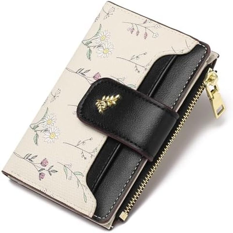 GAEKEAO Carteira Pequena Para Mulheres , Fina , Bifold , Couro , Porta Cartão De Crédito , Carteiras , Bolso Com Zíper ,