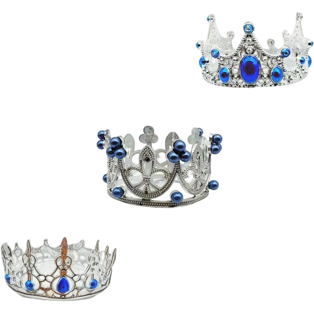 Conjunto de Acessórios para Bonecas com Coroa Decorativa, Prata com Joias Azuis, Coleção Real de 3 Peças, para LABUBU 20