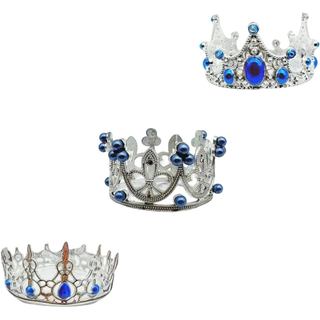 Conjunto de Acessórios para Bonecas com Coroa Decorativa, Prata com Joias Azuis, Coleção Real de 3 Peças, para LABUBU 20