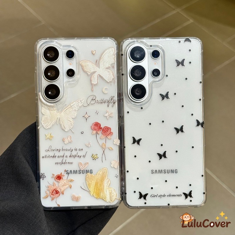 Capa De Telefone Transparente Borboleta Para Samsung Galaxy S26 S25 S24 S23 S22 S21 S20 S10 Plus Ultra FE edge S25 + S24