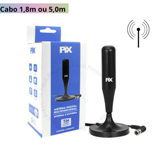 Antena Digital 5M Amplificada - Tv Interna / Externa HDTV / UHF Base Imã