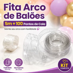 Kit Fita Arco de Balões 5m + 100 Pontos de Cola Bexiga Festa