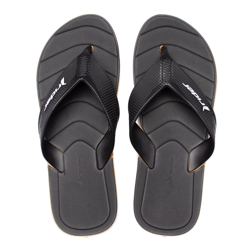 Chinelo Masculino Rider Pulse Tira Dedo Anatômico Preto/Bege