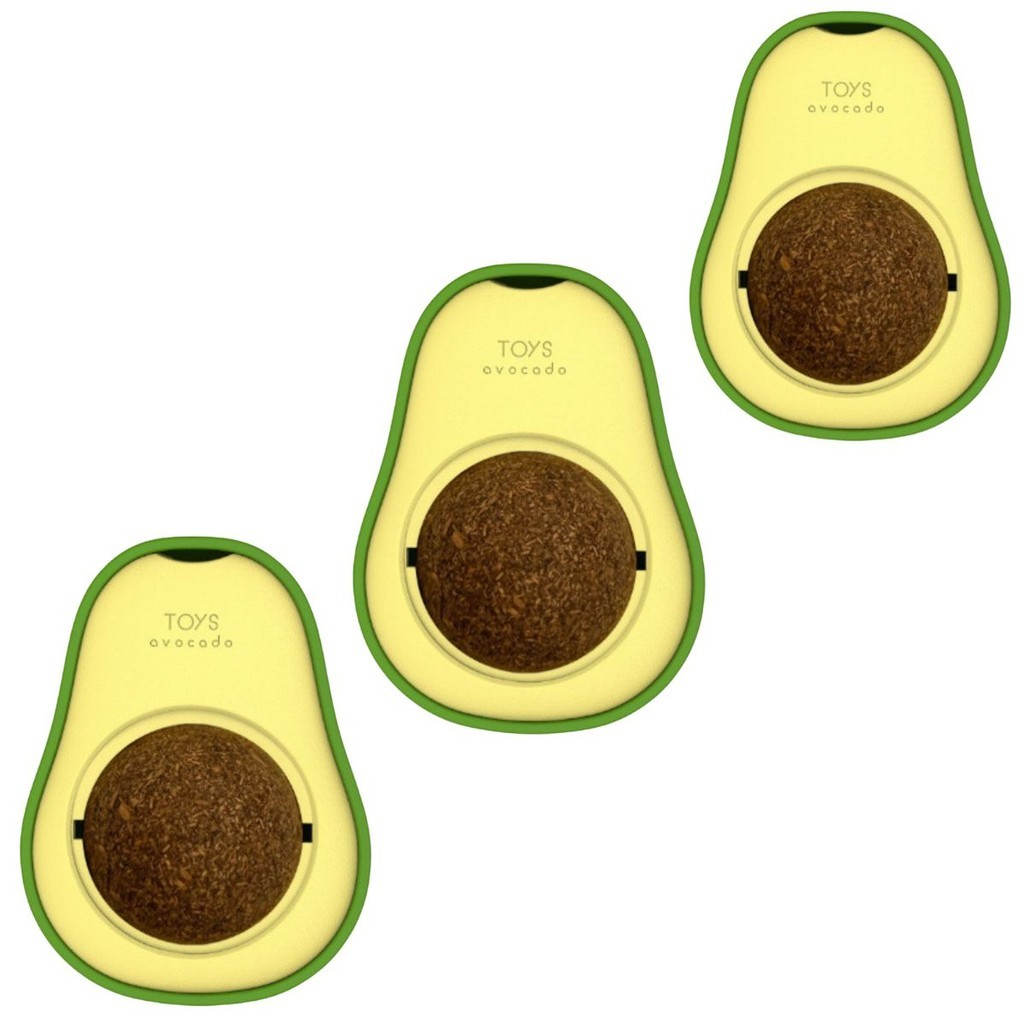 Kit 3 Abacate Brinquedo Interativo para Gato Gatos Pet com Bola Bolinha Catnip Erva Cola na Parede