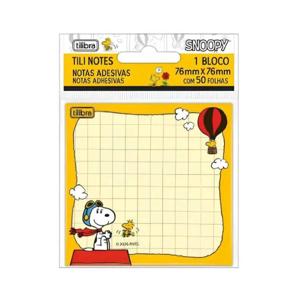 Bloco adesivo Tili Notes Snoopy 76x76mm 50 folhas 392782 Tilibra
