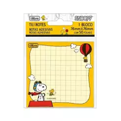 Bloco adesivo Tili Notes Snoopy 76x76mm 50 folhas 392782 Tilibra