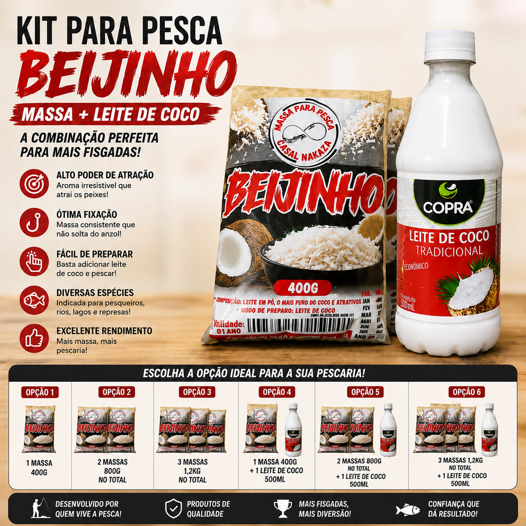 Massa Beijinho 400g CASAL NAKAZA para Pesca