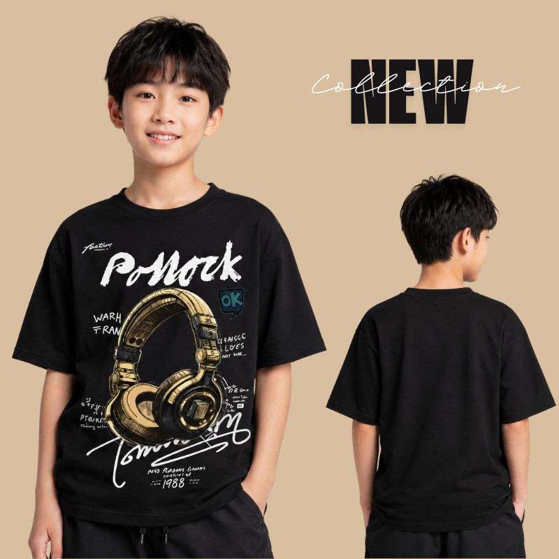 Camisa Hype Infantil Masculina Juvenil Menino Music Time Estampada Streetwear Casual Manga Curta