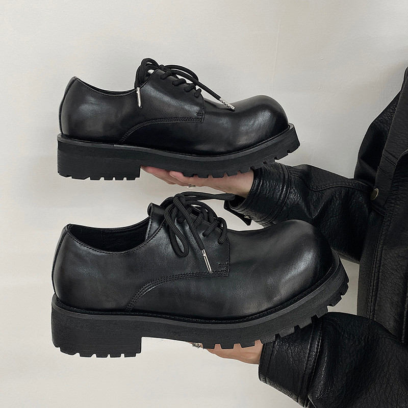 CESONMIE couro genuíno Mickey dedo grande Derby sapatos masculinos de sola grossa sapatos de couro casuais masculinos Hi
