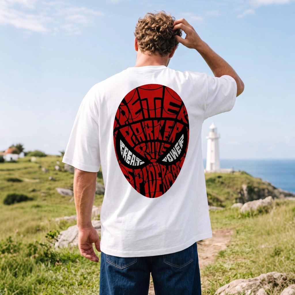 Camiseta Máscara Aranha Herói Filme 100% Algodão Penteado Estampa Grande Profissional Streetwear Unissex Oversize
