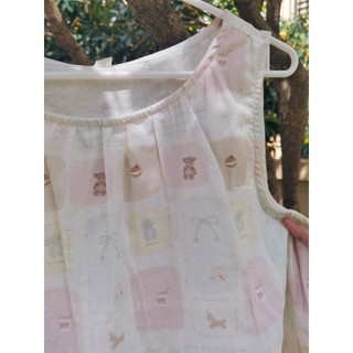 Urso pijamas feminino verão puro algodão dupla camada gaze sem mangas colete Shorts forro Anti-protuberante estilo corea