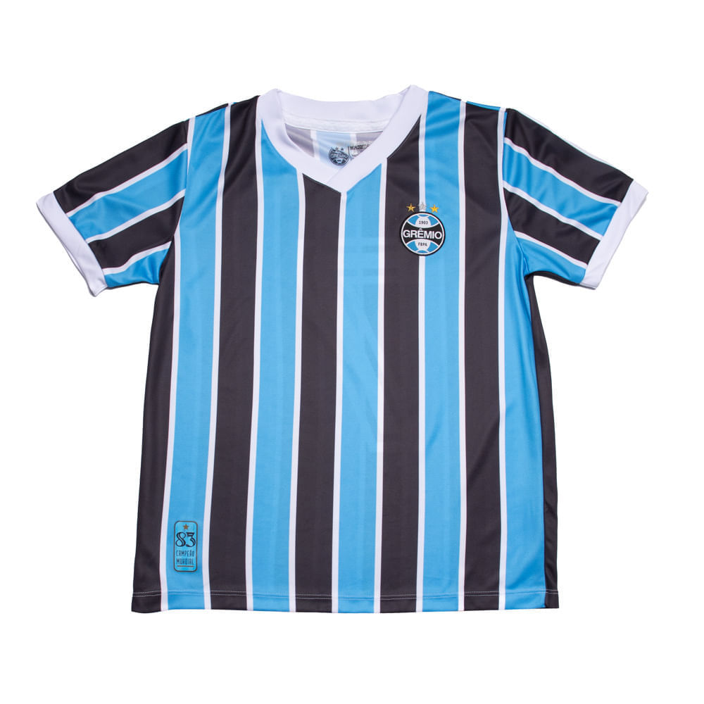 Camisa Infantil Betel Grêmio Tricolor 1983 Azul/Preto
