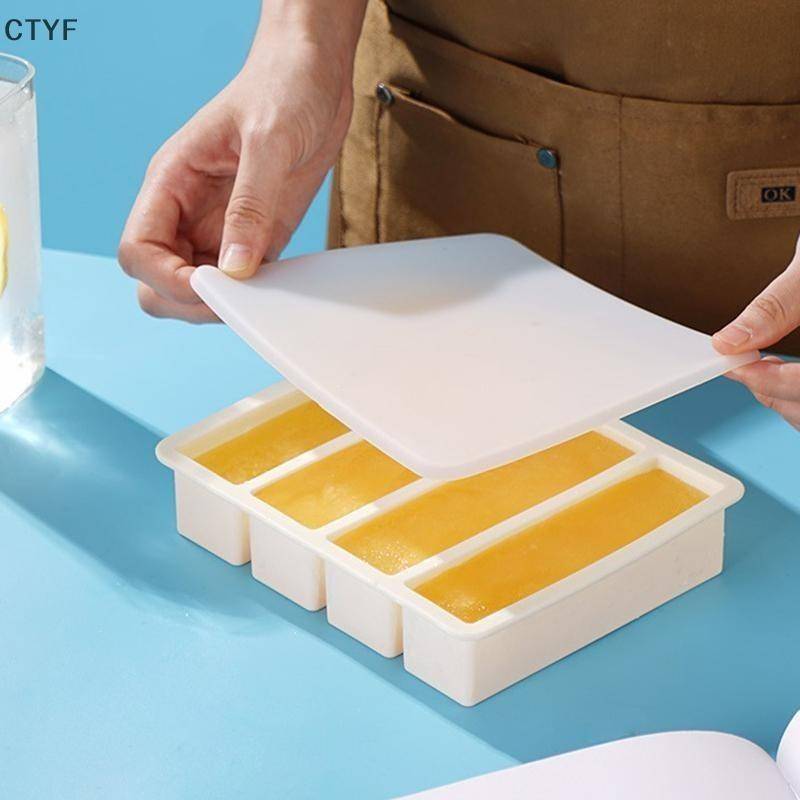 Molde Gigante De Cubo De Gelo De Silicone vhddyvikgnon Com Tampa , 4 Bandejas Extragrandes Para Freezer BR — imagem 2 de 2