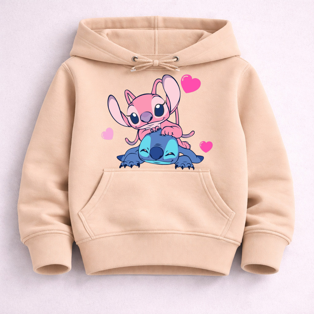 Moletom Infantil Fofo Estampado Casalzinho Apaixonado Canguru com Capuz Confortável Quentinho