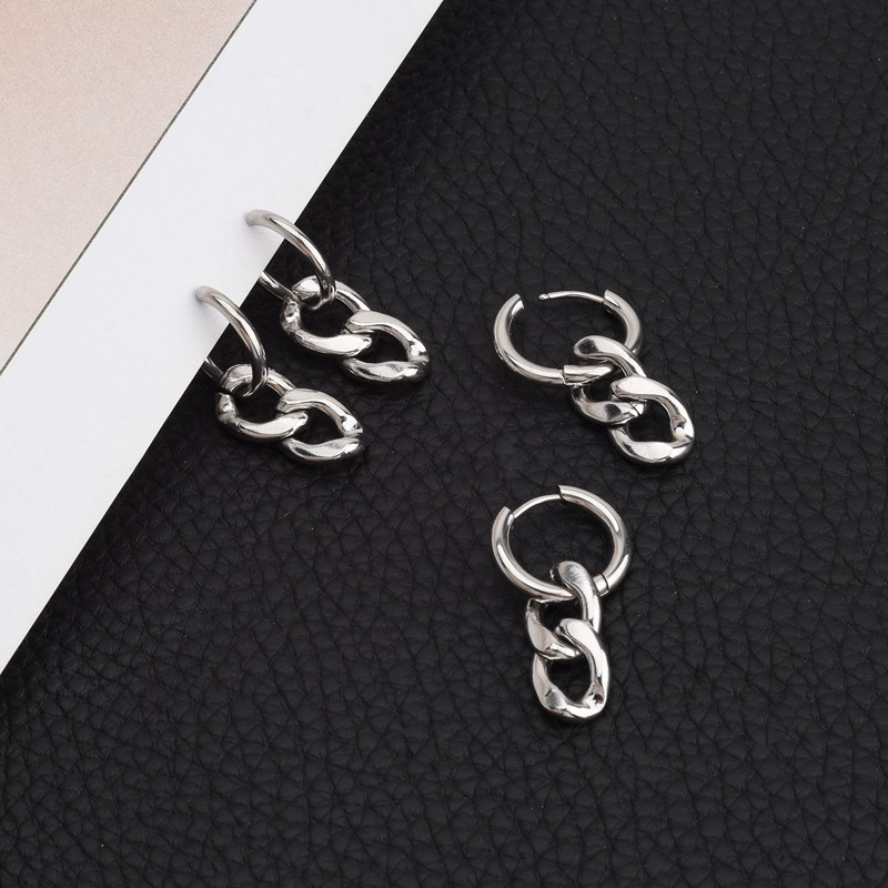 Brincos de corrente exclusivos Punk, temperamento feminino, fivela de orelha única, brincos de Metal de aço de titânio, 