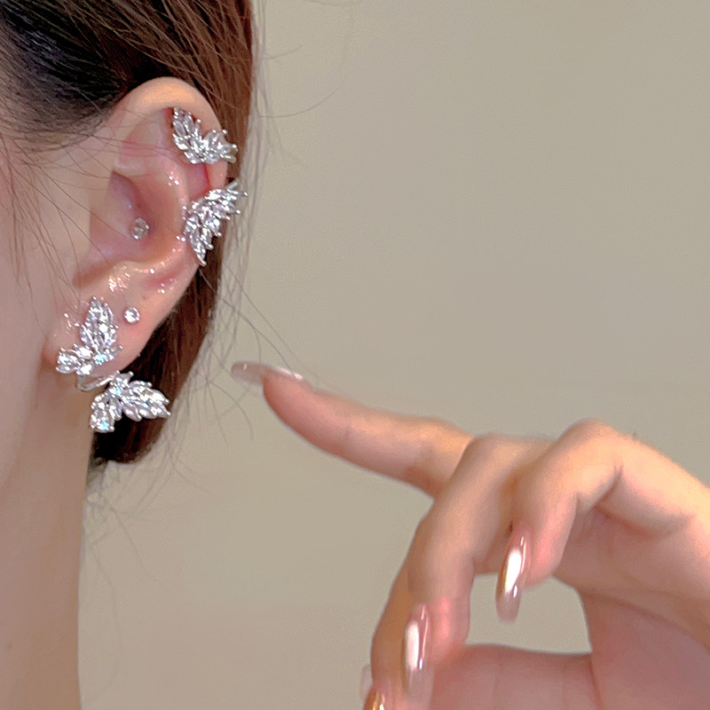 Moda High-End cheio de diamante borboleta brincos requintado simples All-Match brincos estilo legal nicho Design brincos