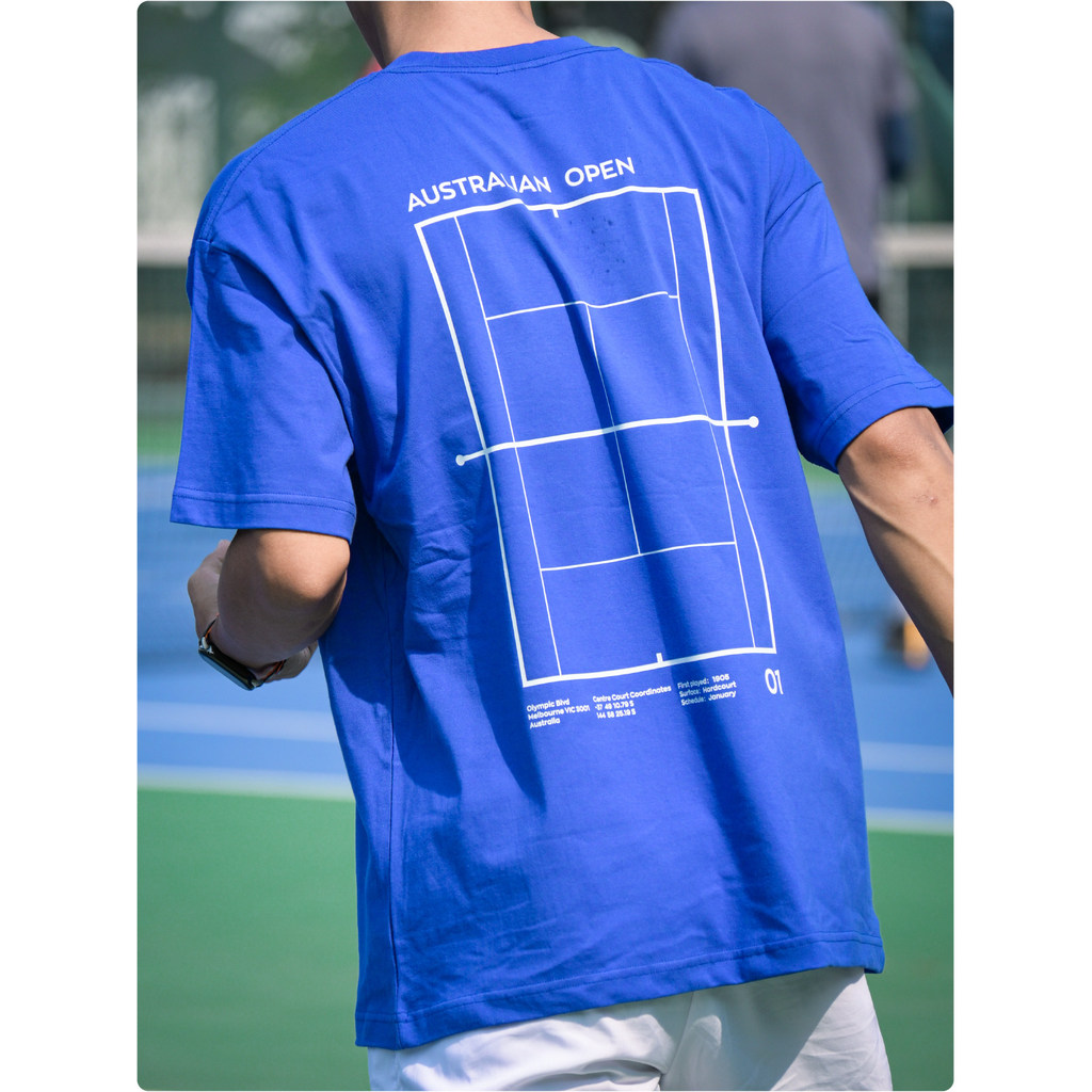 Readystock Tennis Australian Camiseta Estampada Aberta Com Quatro Sentidos Para Esportes E Lazer 100 % Algodão Esportiva