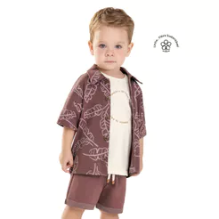 Conjunto Infantil Menino Social Tropical Colorittá Marrom