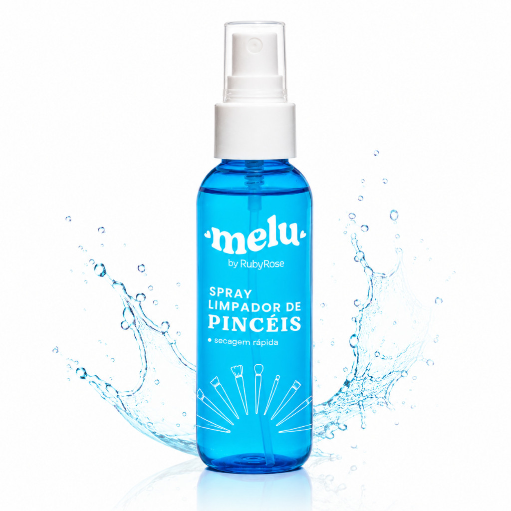 Limpador de Pincéis Melu Ruby Rose 100ml Spray Secagem Rápida Higienizador de Maquiagem