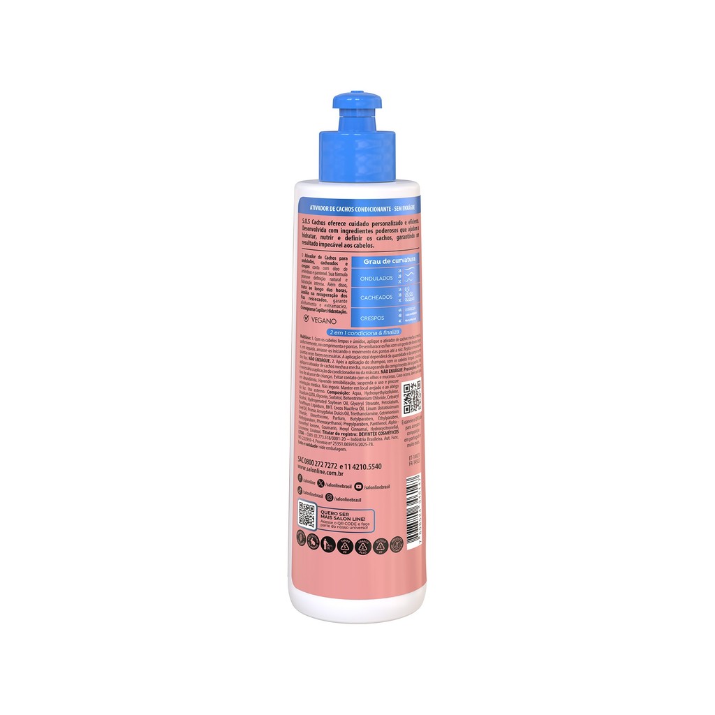 Ativador de Cachos SOS Cachos + Leves Óleo de Amêndoas Salon Line 300ml · foto 2