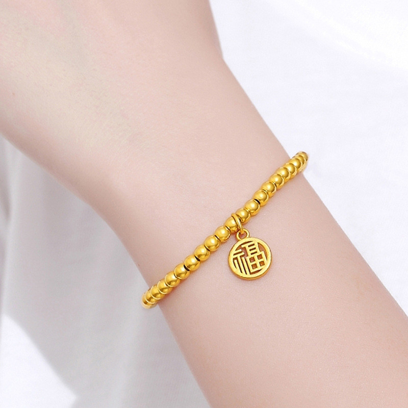 Vietnam Shajinna fluo pulseira de bronze banhado a ouro Fuzi redondo marca pulseira corda jóias pulseira Fu marca femini