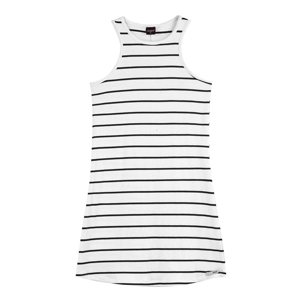 Vestido Juvenil Menina Canelado Listrado Beats Branco
