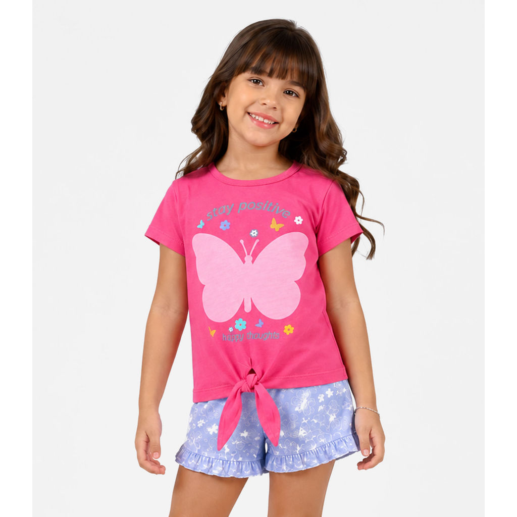Conjunto Infantil Menina Blusa Com Shorts Select Rosa