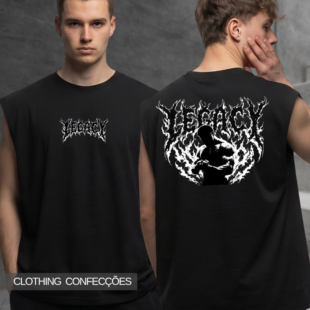 Regata Oversized Academia Legado Bebezinho Gym Street Treino Musculação Bodybuilding Camisa Machão Estampada Algodão
