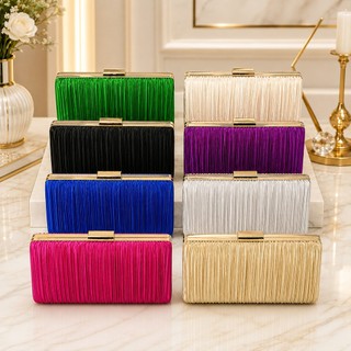 Bolsa Clutch Feminina Cetim Plissada Festa Casamento Luxo Carteira de Mão  Formatura Madrinha Eventos