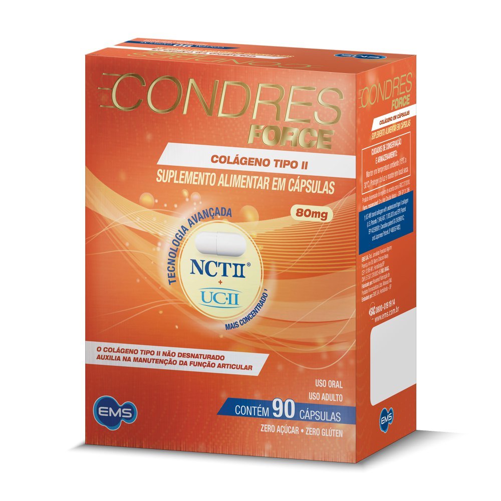 Condres Force 80mg Colágeno Tipo II NCT II + UC-II com 90 Cápsulas