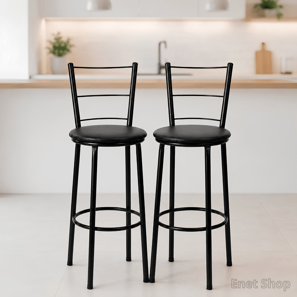 Kit 2 Banquetas Altas 3 Arames Reforçadas com Encosto para Cozinha Balcão Área Gourmet