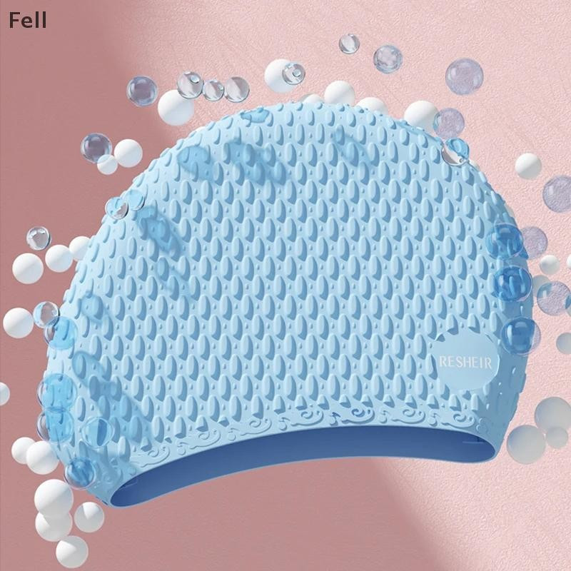 [Fel] Touca De Natação De Silicone Para Adultos À Prova D'água Mulheres E Homens Alta Elasticidade Banho Chapéu De Mergu
