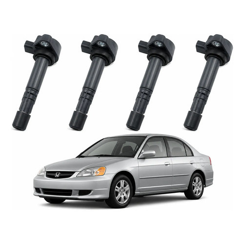 Kit 4 Bobinas Ignição Honda Civic 1.7 16v 2001 À 2006 30520-pgk-a01