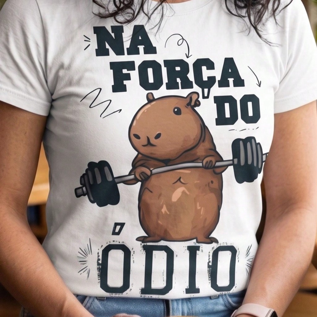 Camiseta Oversized Feminina Capivara Força do Ódio Fitness GYM Academia 100% Algodão Promoção Preço Baixo